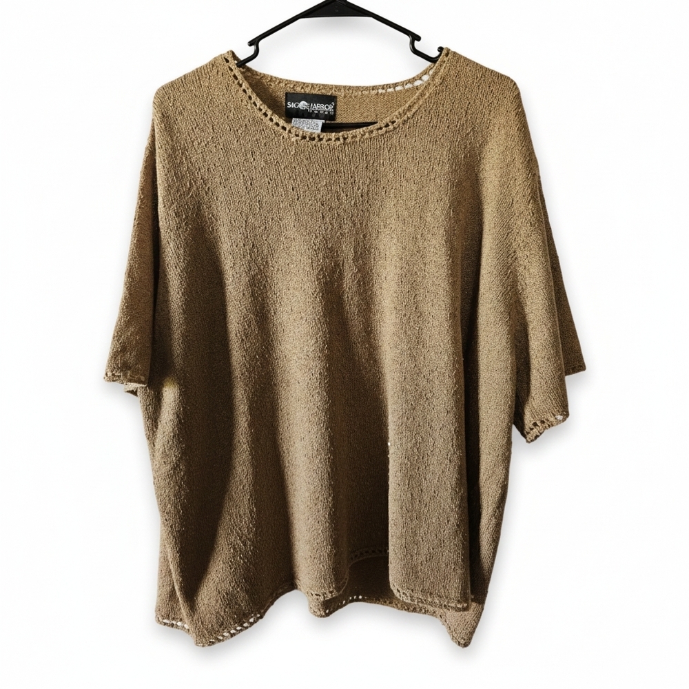 ♻️Sag Harbor Woman Tan Textured Knit Top • 3X • Short Sleeve - Picture 3 of 5